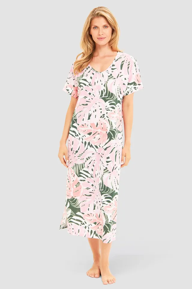 r-sch-be-happy-nachthemd-maxi-rosa-kurzarm-taschen image 1