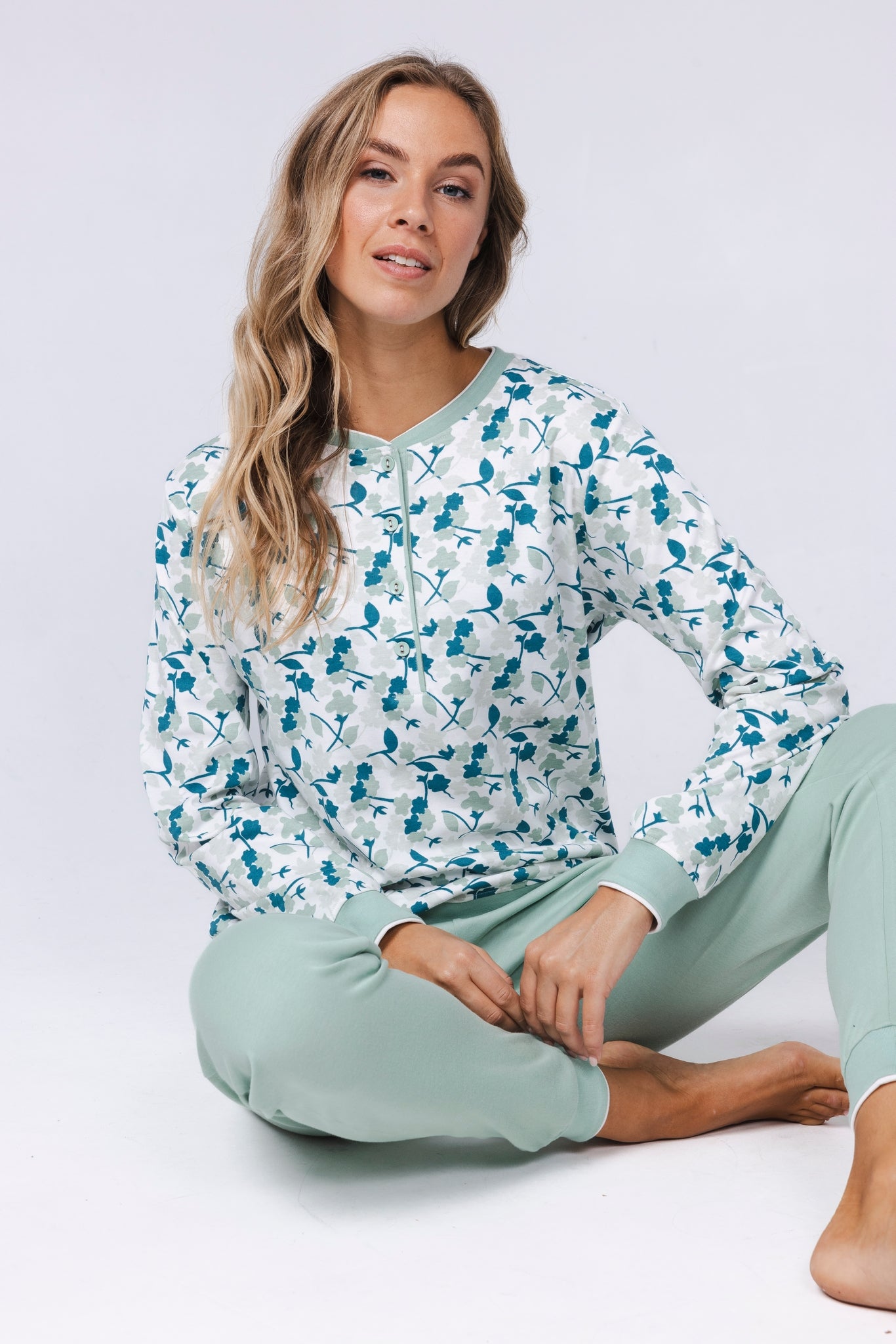 pastunette-sangria-nights-pyjama-gr-n-blumen-baumwolle image 5